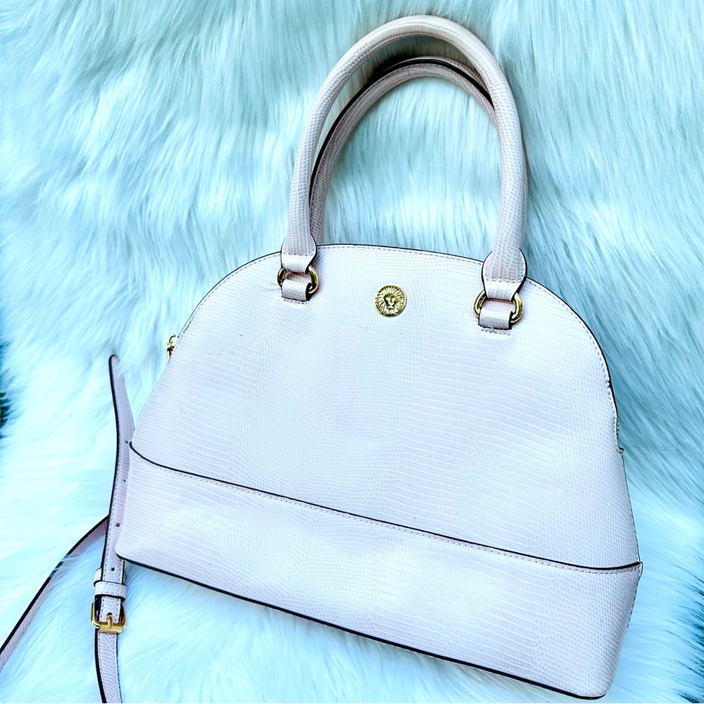 Anne Klein Pale Pink Structured Satchel Bag With Removable Adjustable Strap